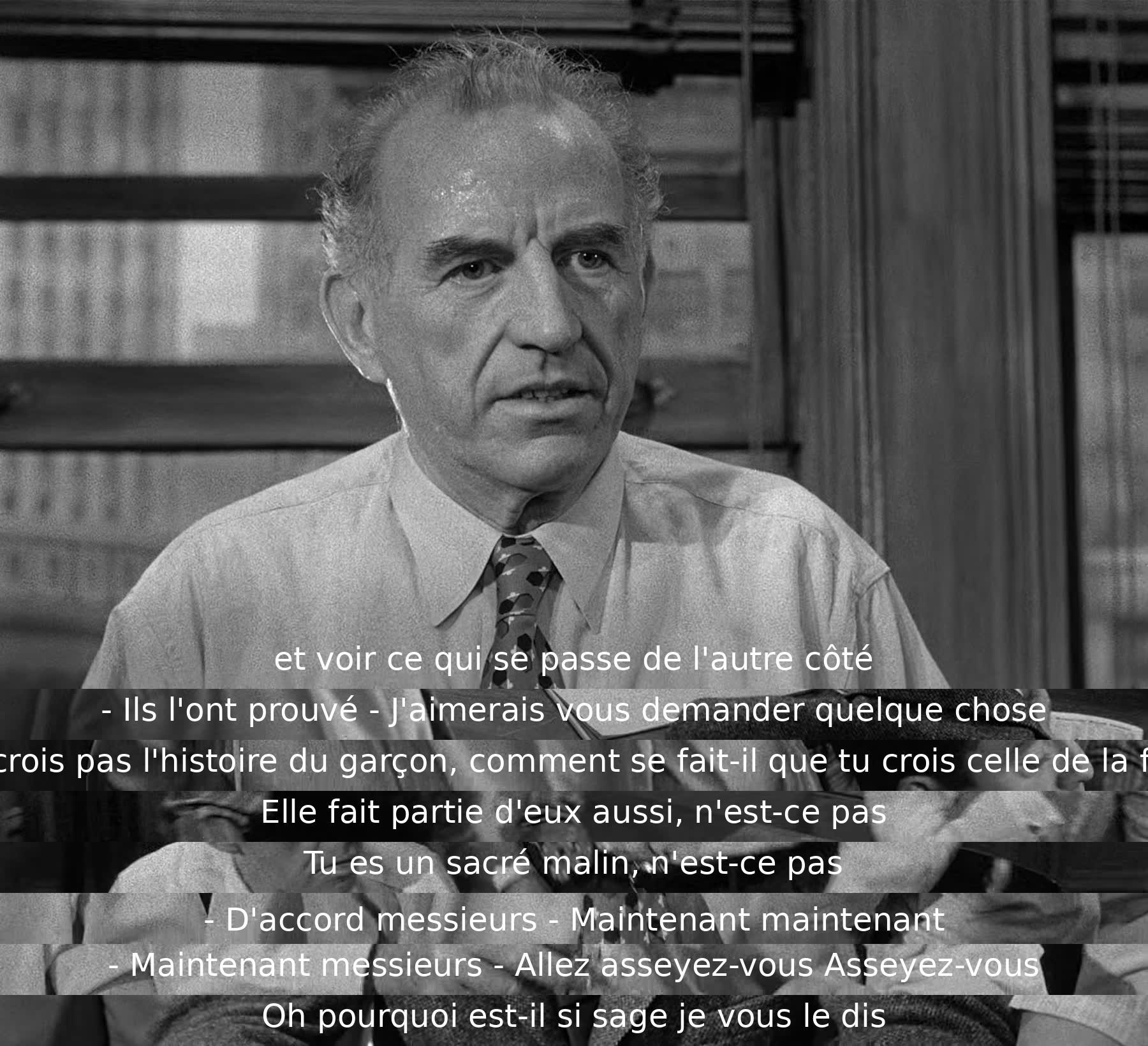 Les jurés débattent pour comprendre la réalité de l'affaire. Ils questionnent leur propre partialité et examinent les contradictions des témoignages. Malgré un climat tendu, un juré calme incite au dialogue respectueux avant de passer au vote.