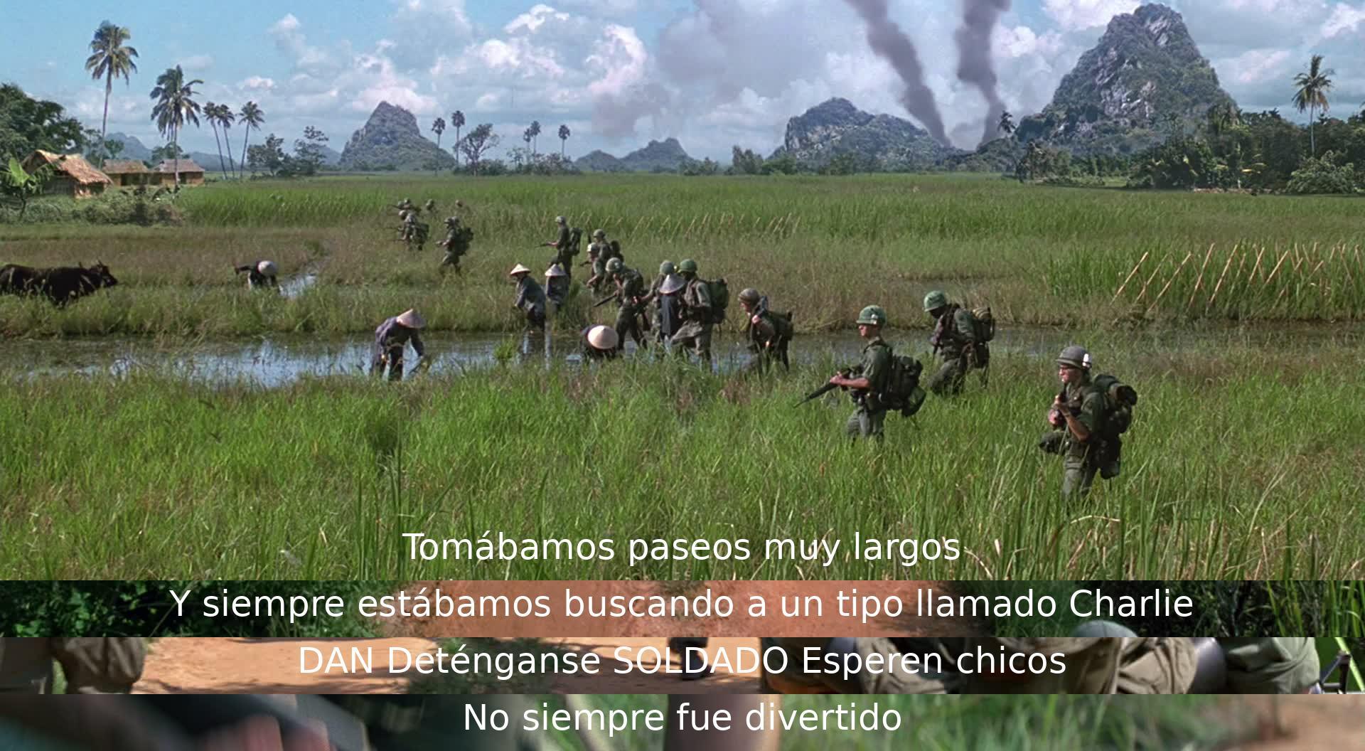 Tomaban largos paseos buscando a Charlie. Un soldado se detiene y les dice que esperen. No siempre fue divertido.