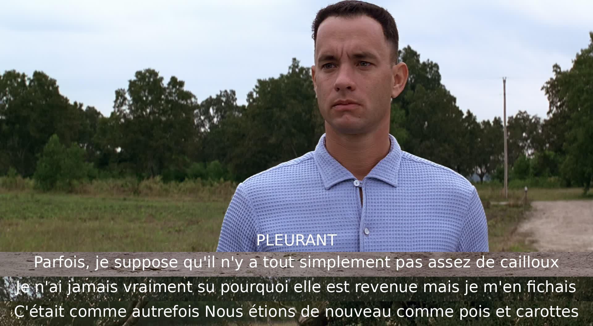 Un personnage exprime sa tristesse en regrettant le manque de réponses dans sa relation passée. Il remarque que malgré cela, le retour de son partenariat lui procure du réconfort, faisant référence à leur lien fusionnel.