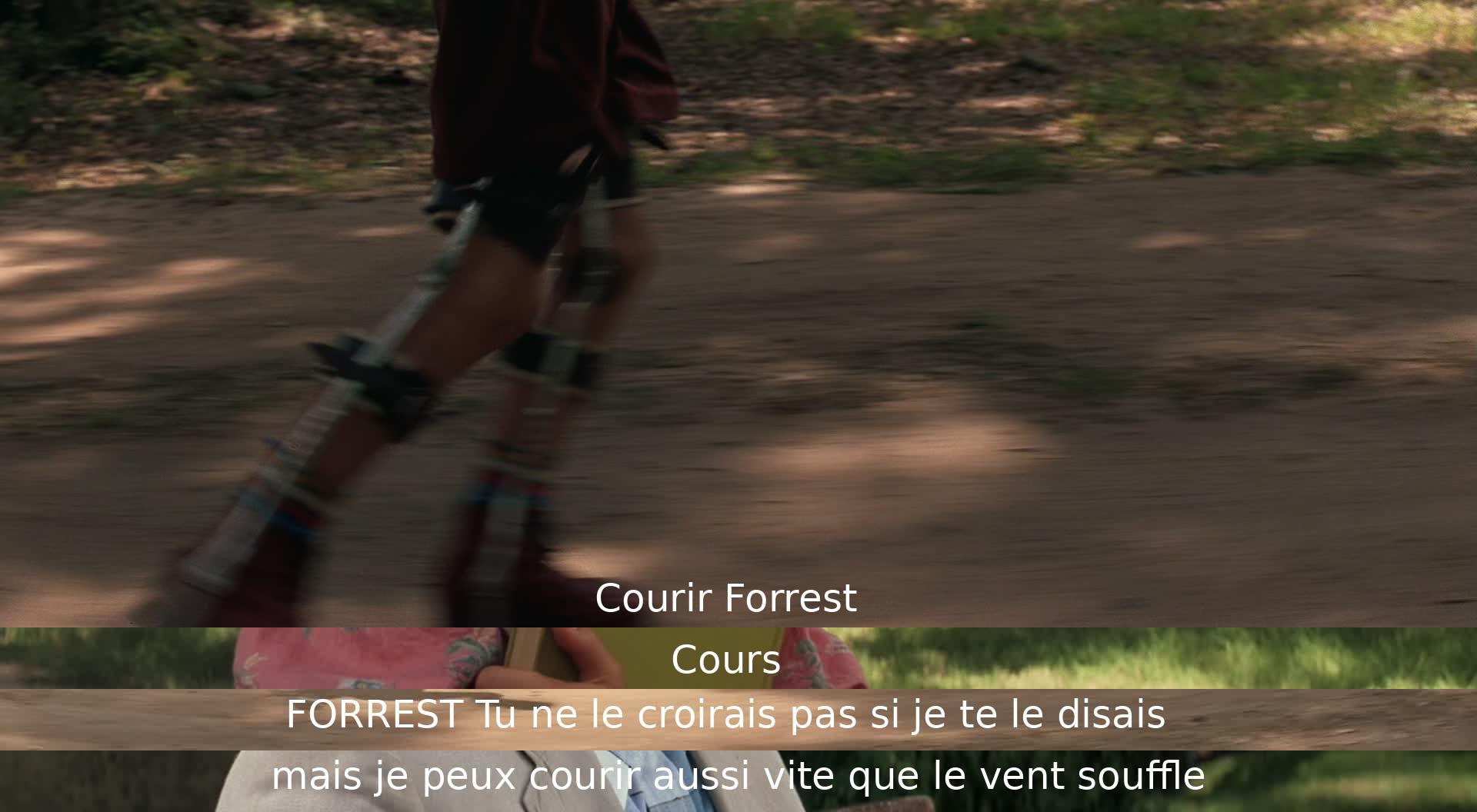 Forrest and someone are talking about running, and Forrest claims he can run as fast as the wind.