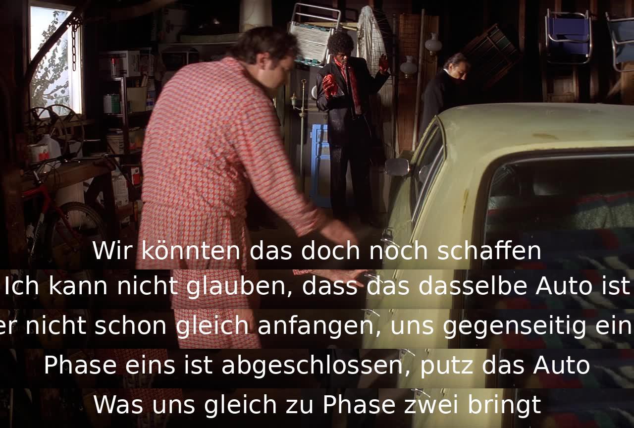 Die Charaktere diskutieren über ihre Pläne und die Situation des Autos. Sie sind skeptisch und drängen sich gegenseitig zur Eile, um zur nächsten Phase überzugehen.