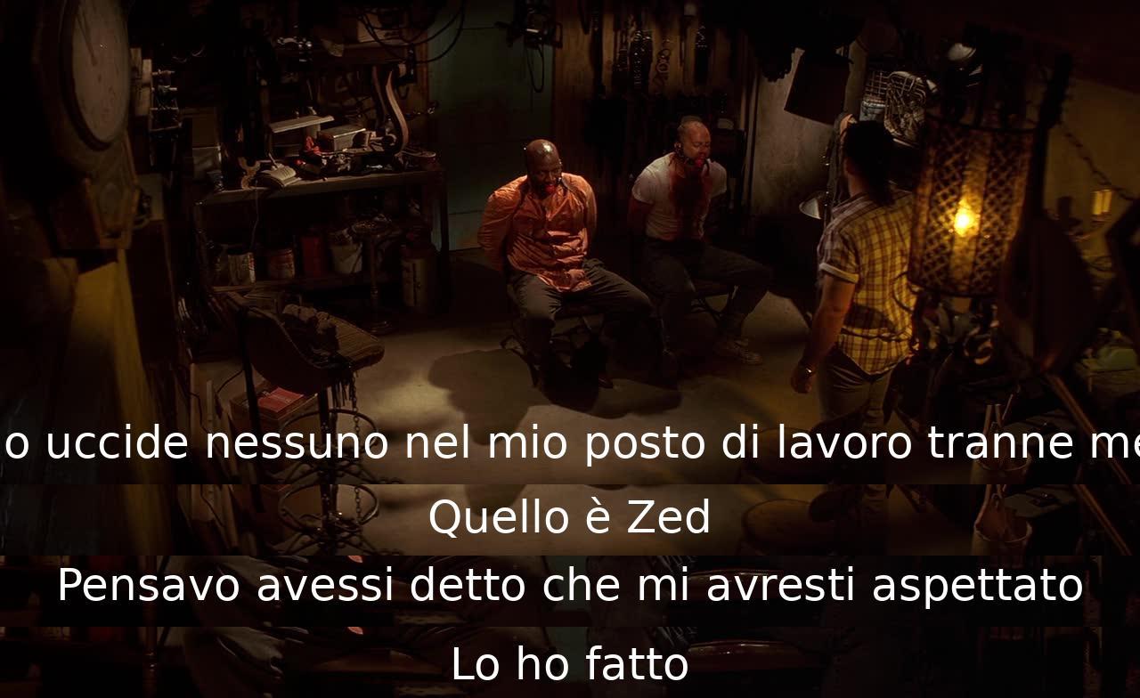 Nessuno uccide nel mio lavoro tranne me o Zed. Zed arriva inaspettatamente. Lui pensava che l'altro lo avrebbe aspettato, ma era già lì.