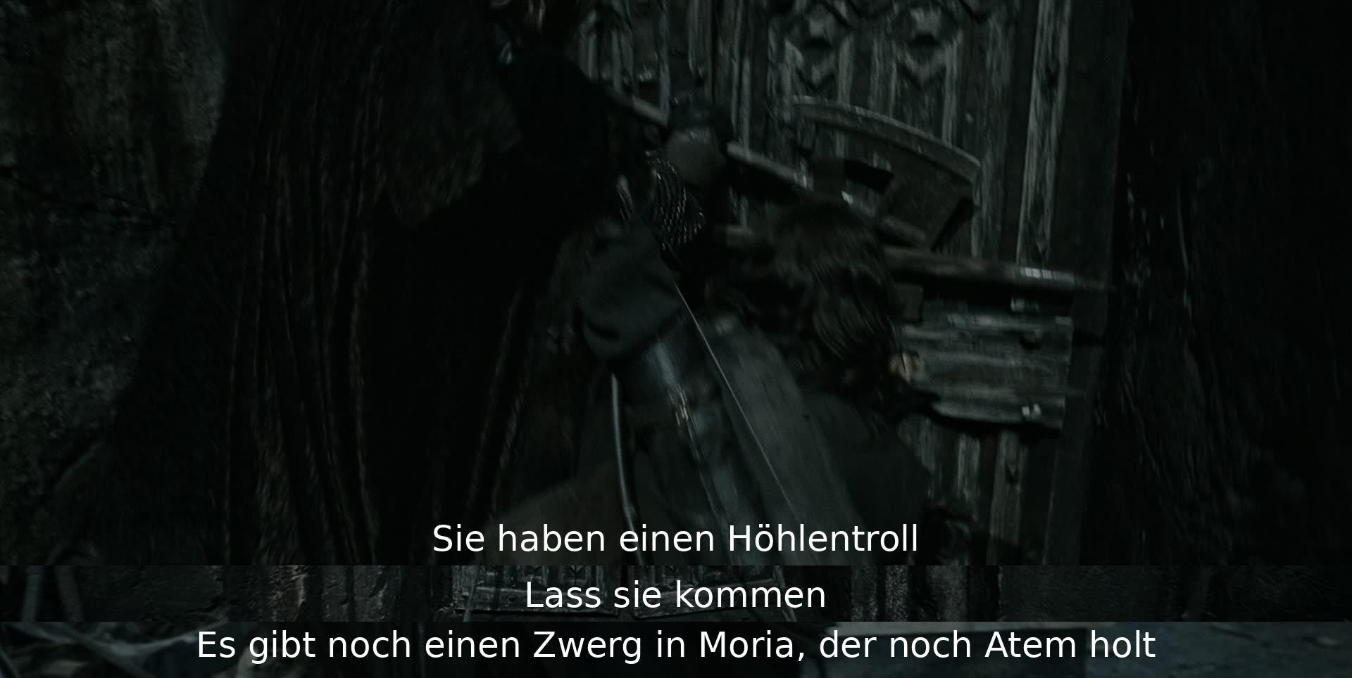 Ein Höhlentroll wird erwähnt und es steht ein Zwerg in Moria in Gefahr. Die Charaktere diskutieren, was zu tun ist.