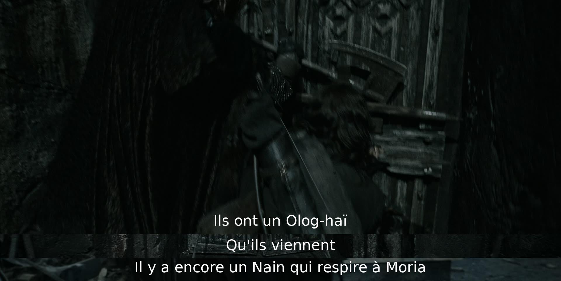 Un groupe parle de la présence d'un Olog-haï et d'un Nain vivant encore à Moria.