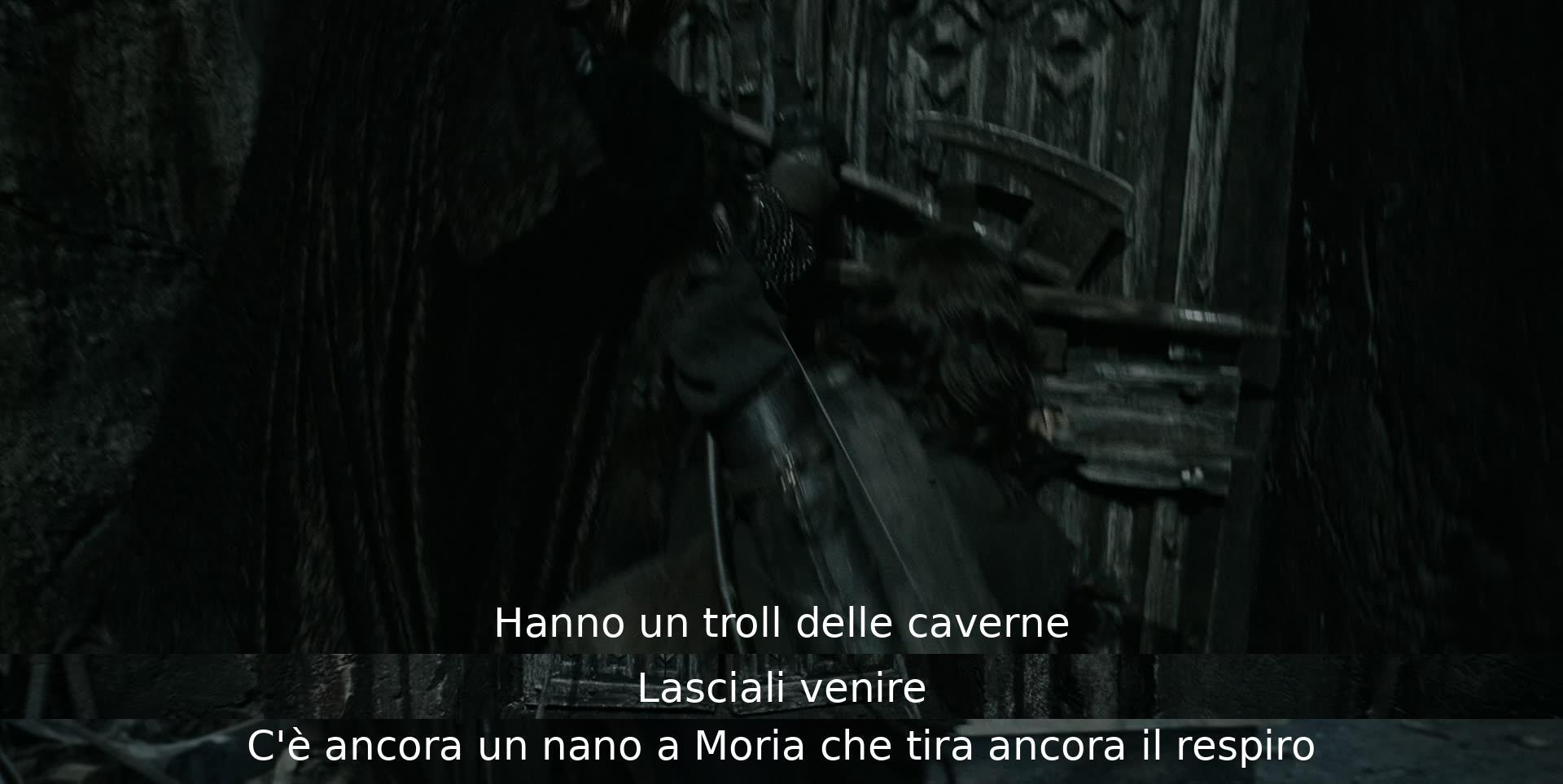 Un gruppo invita un troll in pericolo a unirsi a loro mentre discutono di un nano sopravvissuto a Moria.