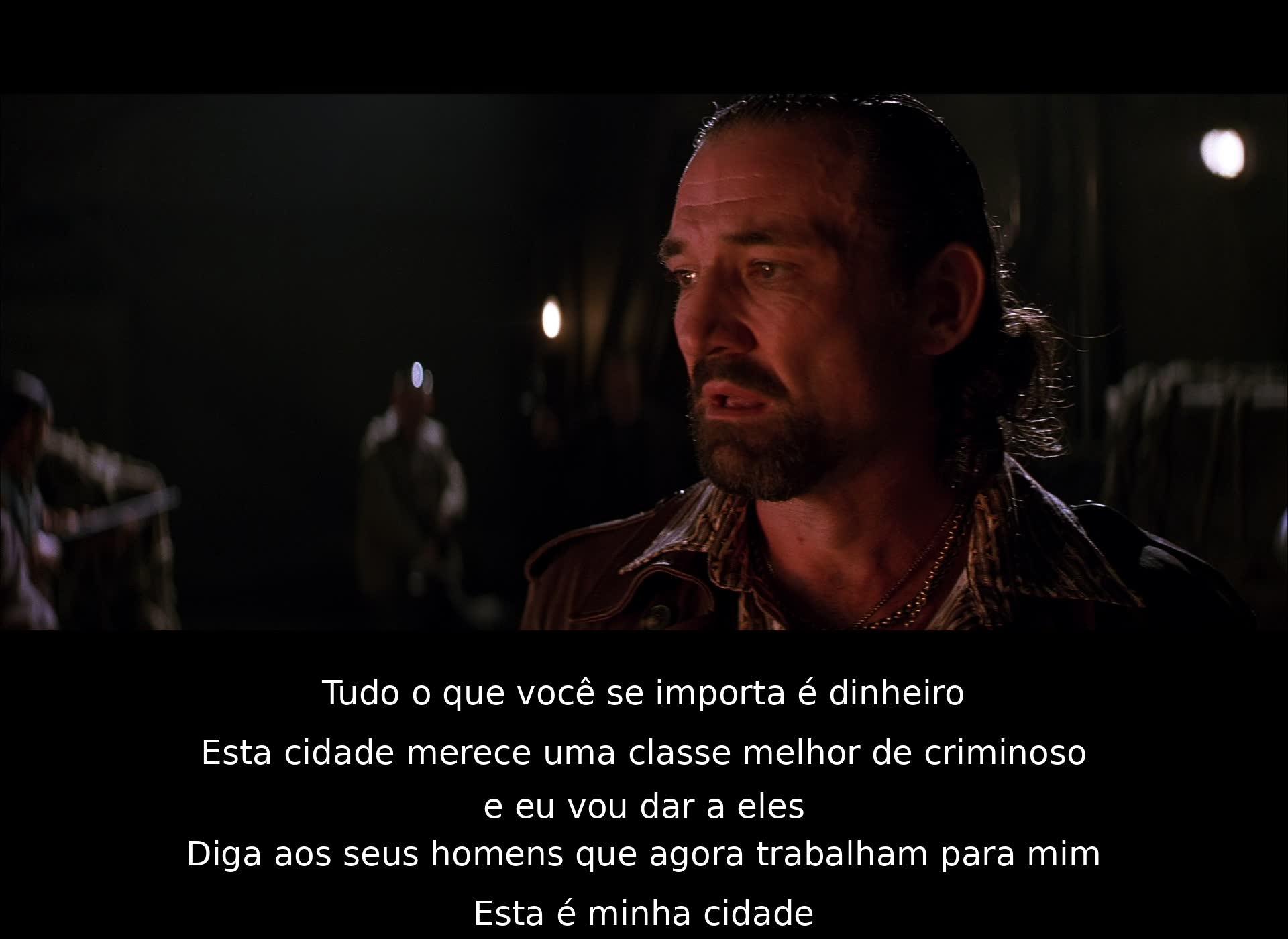 Um personagem promete elevar o nível dos criminosos na cidade, declarando que agora comanda e exige lealdade de outros. Ele busca trazer uma nova classe de malfeitores, afirmando que a cidade merece um tratamento diferenciado.